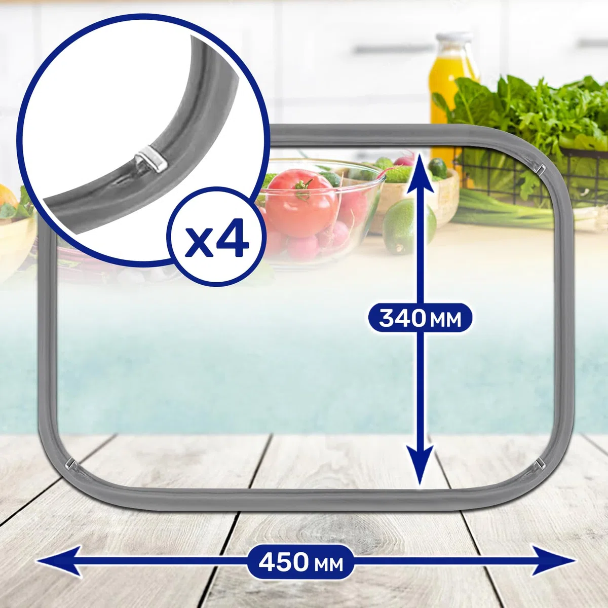 Goma Horno 450x340 mm con Código Original 00754066 754066 00658558 para Bosch para Siemens para Neff para Balay para Constructa - 4 Ganchos - Garantía de 10 Años - MONTERAL