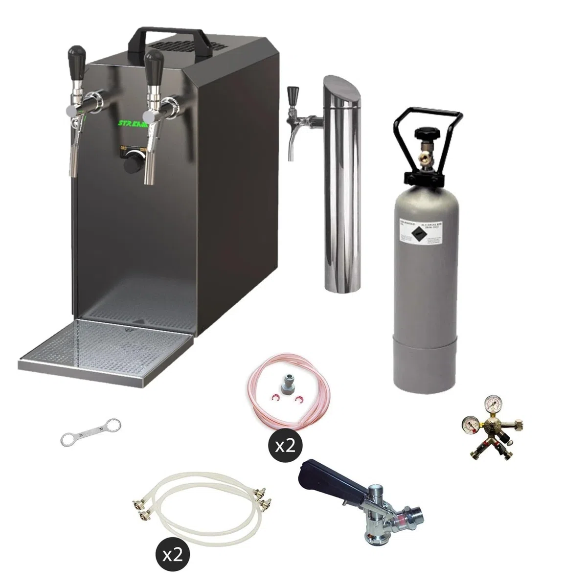 Dispensador de Cerveza Stream 50, Set Completo bajo Mesa, Enfriador seco 2 circuitos hasta 55 l/h, Tipo A, sin keg 2