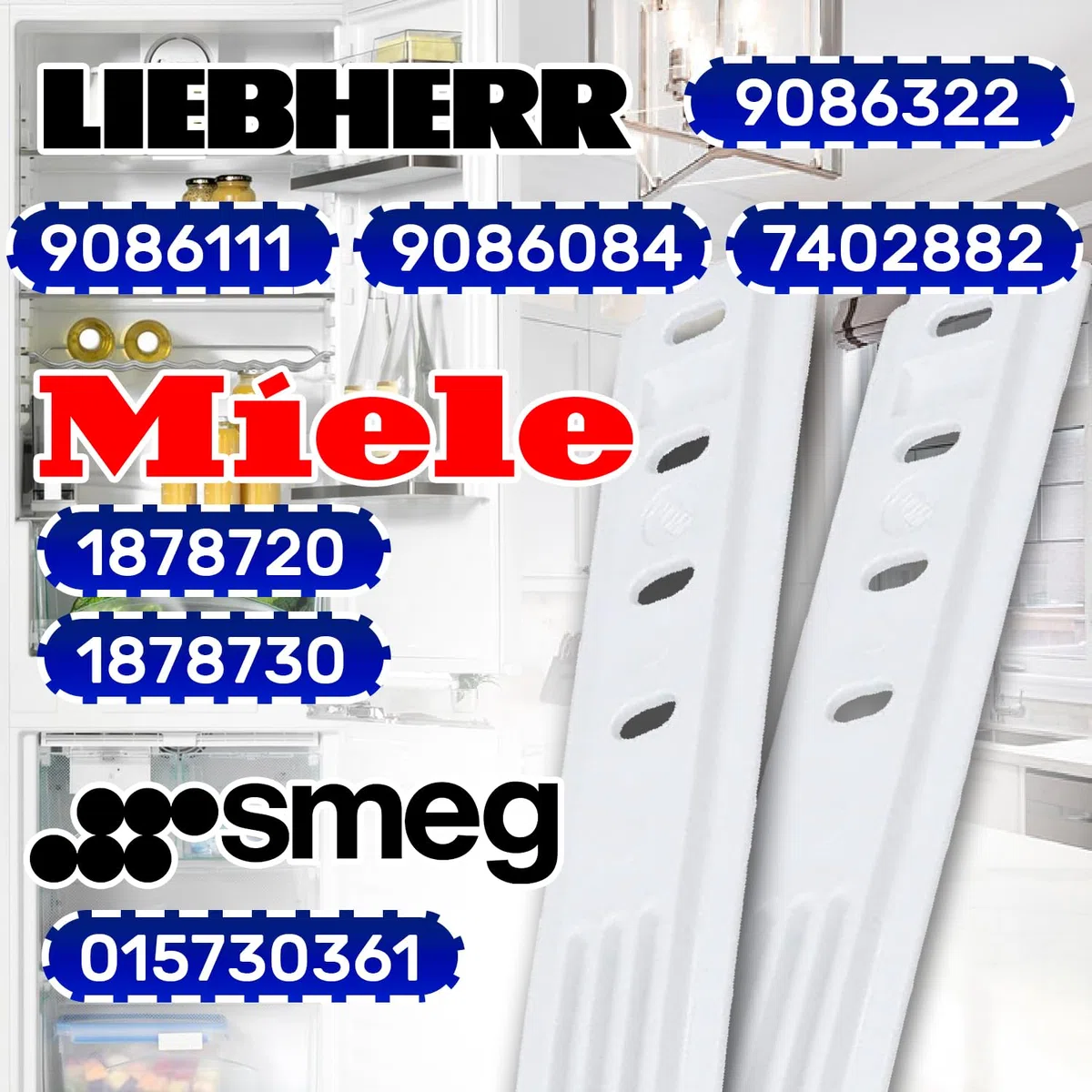 2 Piezas Set de Montaje Rieles para Fijar Puerta Frigorificos Integrable la Fachada Tiene el Código Original 9086322 para Liebherr 1878720 para Miele 015730361 para Smeg - MONTERAL
