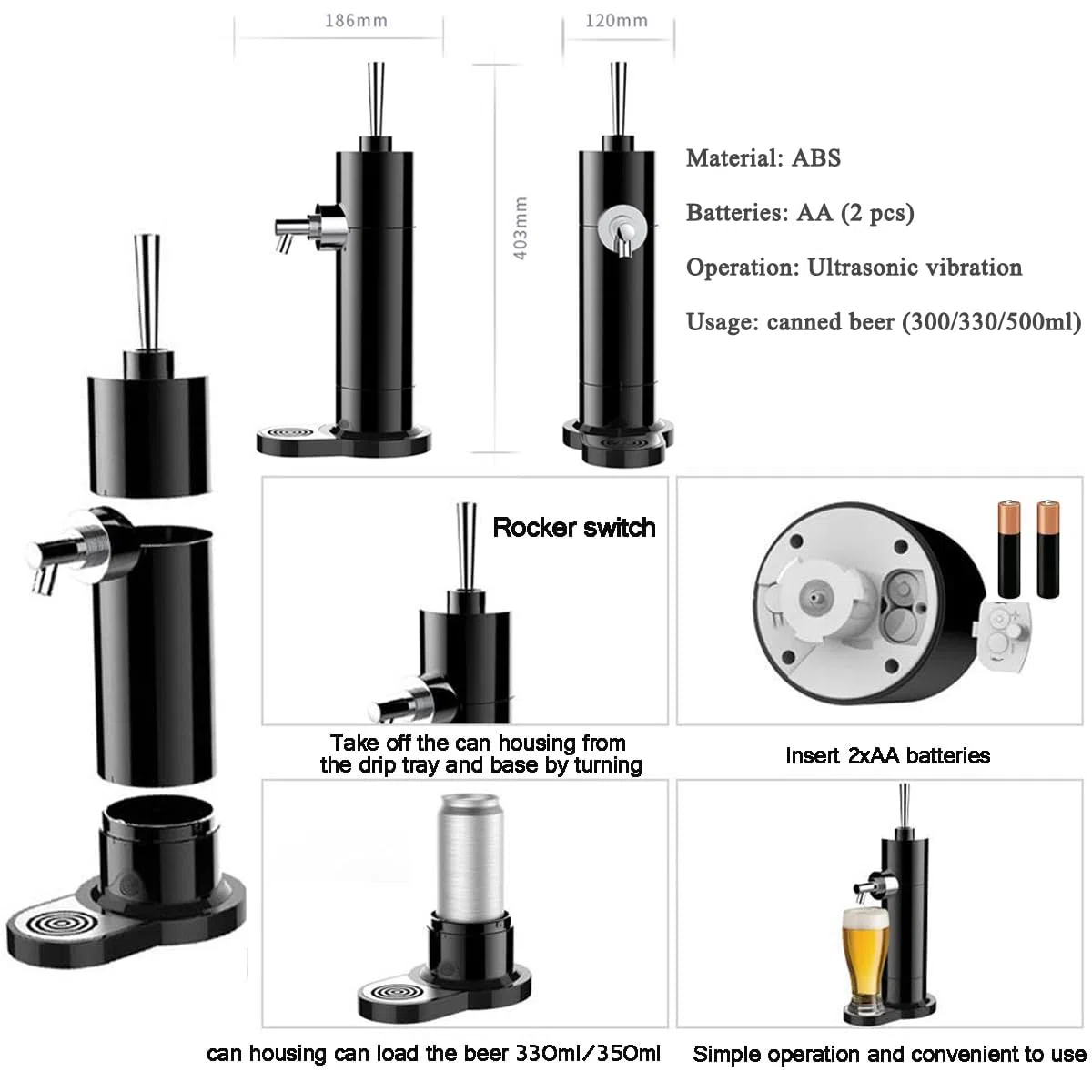 Dispensador de cerveza de barril para el hogar, grifo de cerveza portátil para cerveza enlatada, generador de espuma fresca, disfruta de la cerveza en cualquier momento y en cualquier lugar, perfecto