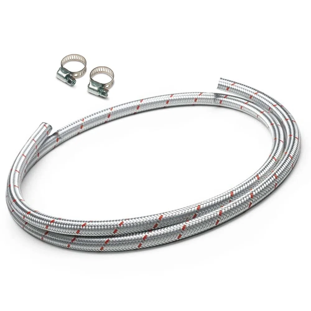Tubo GAS BUTANO/PROPANO Trenzado Metálico 9x15mm 2 METROS + 2 Bridas.
