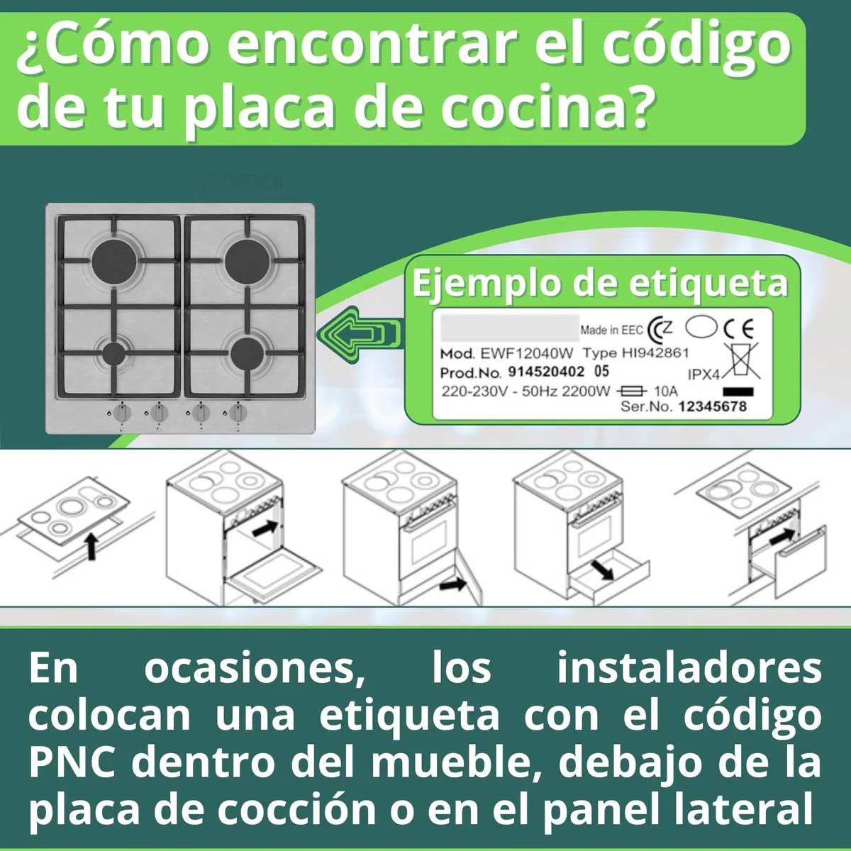 NAMAI - Juego de 5 Tapa Cocina Gas Para Quemador de Gas, 4 Tapa Lisas + 1 Placa de Triple Corona, Compatibilidad Universal, Recambios Para Cocina de Gas, Fáciles de Instalar
