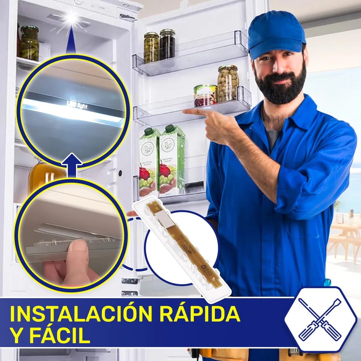 Placa de LED Luminosa para Frigorifico Combi con Código Original 00637633 637633 10024494 para Bosch para Siemens - MADE IN GERMANY - MONTERAL