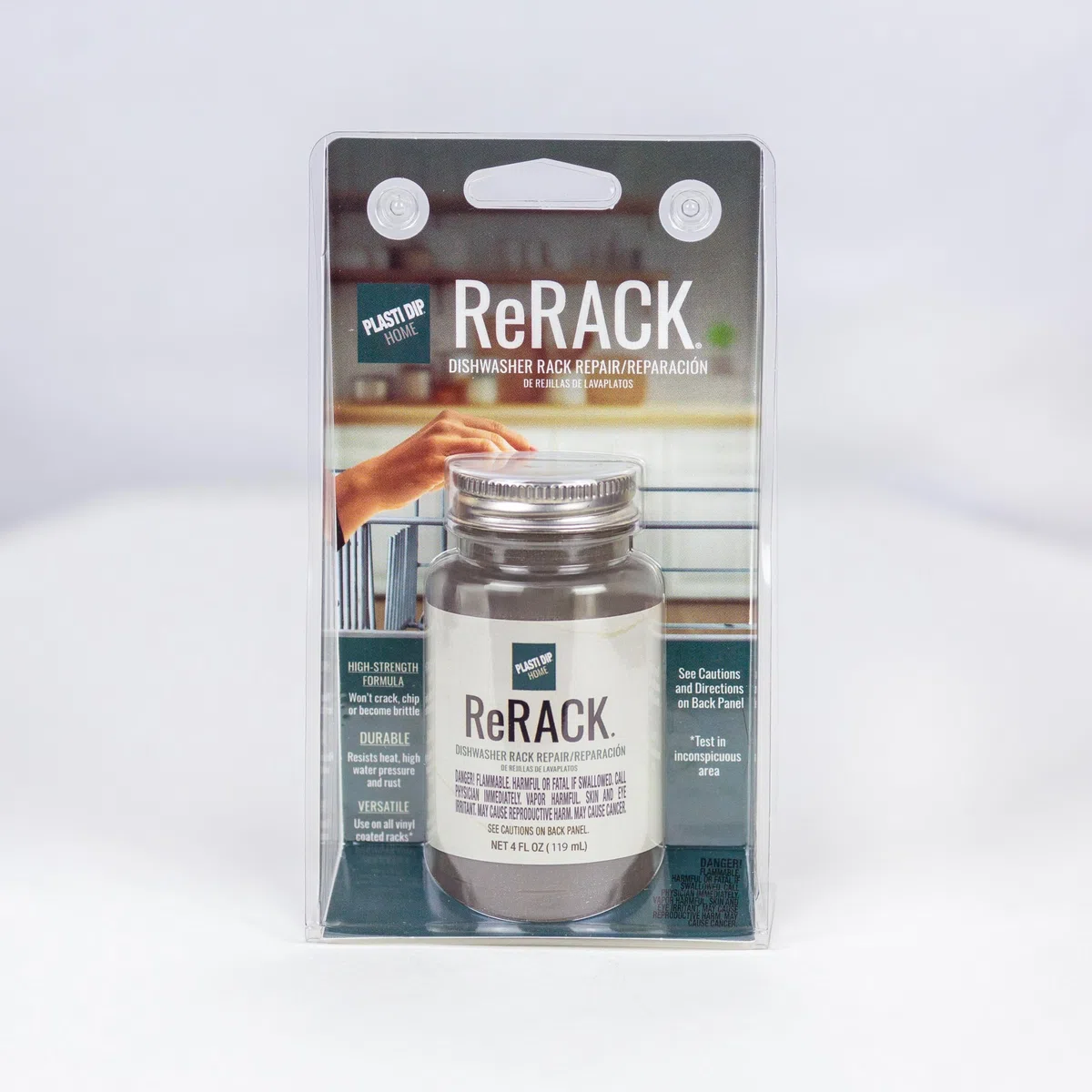 Plasti Dip ReRACK - Revestimiento de reparación de rejilla gris metálico de 4 onzas, pintura de retoque de goma flexible para estantes de lavavajillas, protección contra el óxido, resistente al calor