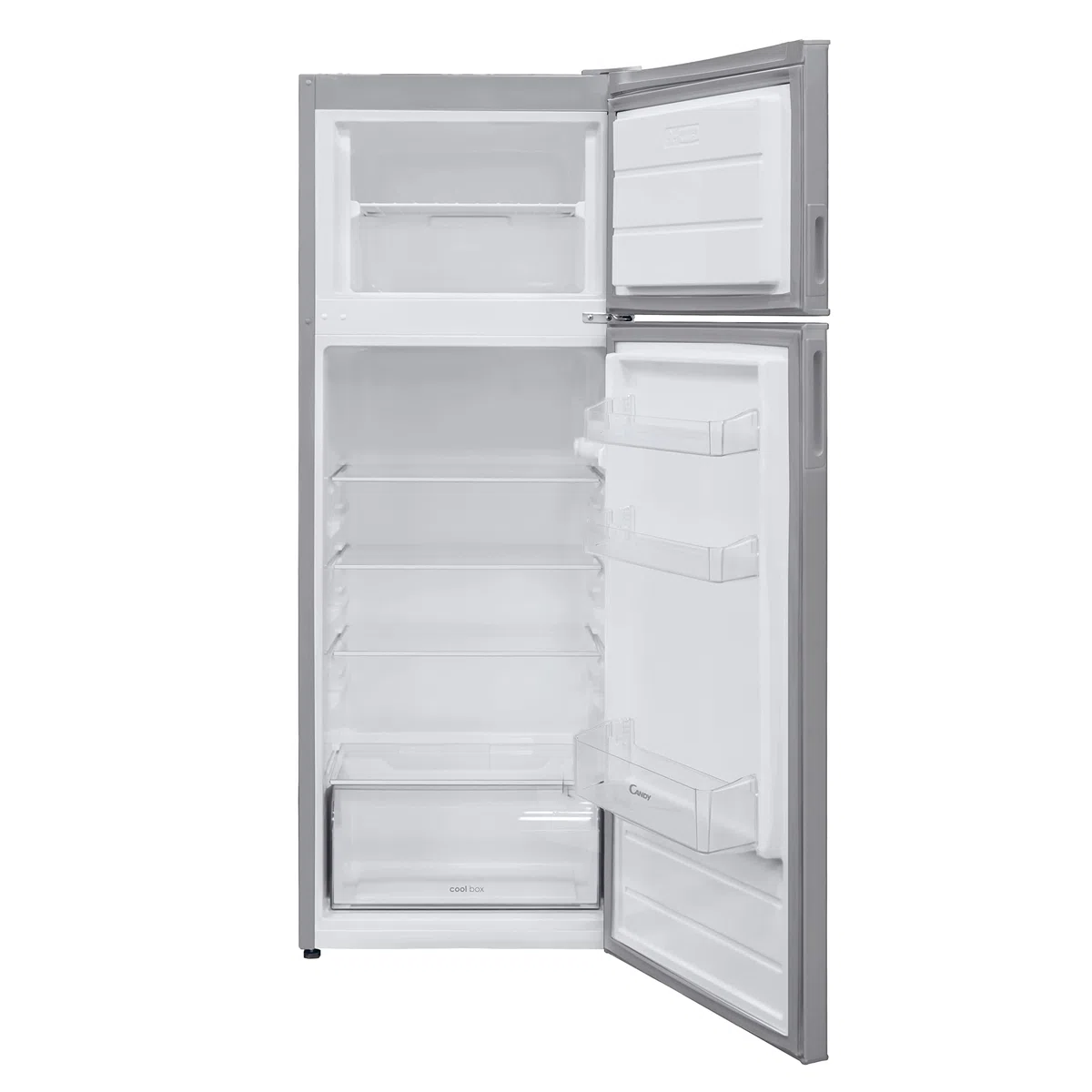 CANDY CMDDS 5142XN, Frigorífico Dos Puertas, 55CM, 204L, Tecnología Estática, Cajón Verdulero, Control Temperatura Interno, LED, Puertas Reversibles, Altura Ajustable, Ruedas, 40DB, Clase F, Inox