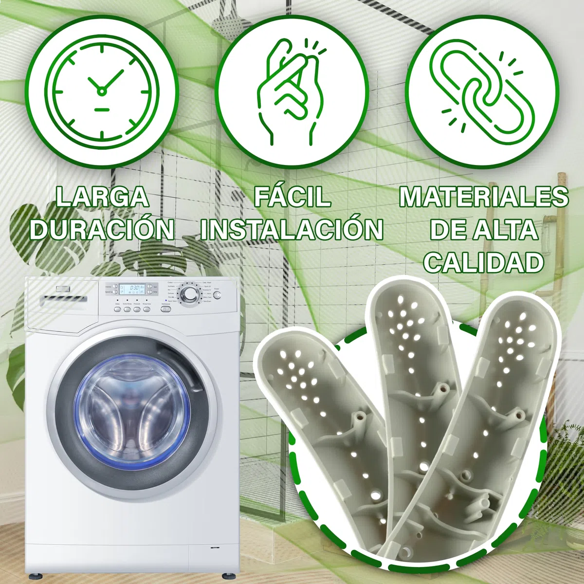 3 Piezas Aleta de Tambor de Lavadora 180x53 mm con Código Original 41021913 para Candy para Hoover - Garantía de 5 Años - ONIX TECH