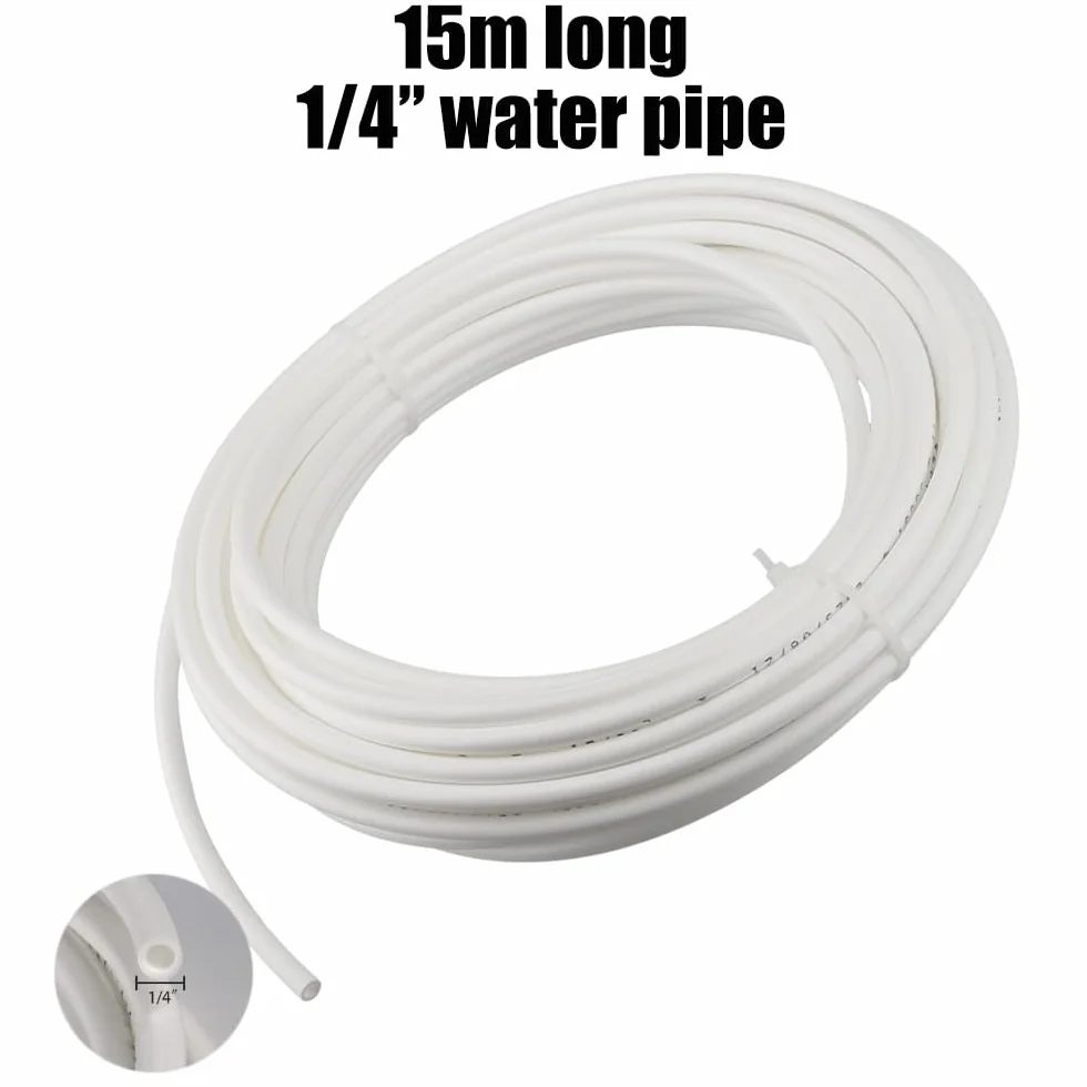 Kit de Frigorífico Manguera de Suministro de Agua Universal de 15 m, Conector de Manguera de Frigorífico de 1/4 ", Kit de Filtro para Frigorífico Samsung/Frigorífico Europeo/Frigorífico Americano