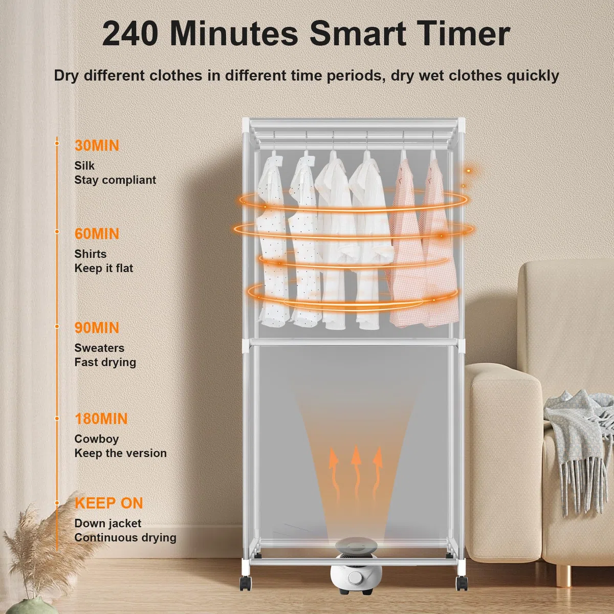 Secador de Bomba de Calor con Temporizador, Secadora de Ropa eléctrica protable, Ropa de Secado de Aire de Ropa de 1000W, Estante de Secadora de Doble Capa para el hogar |Apartamentos - Gris