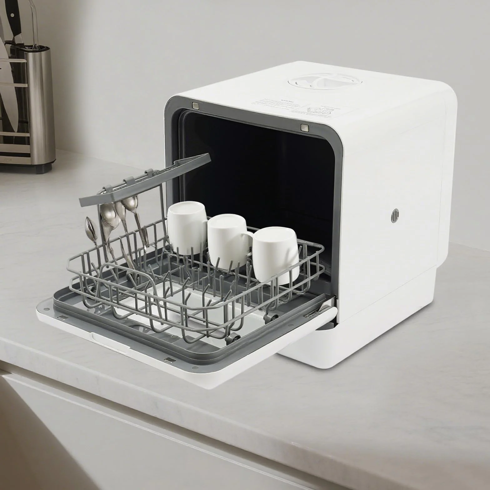 Lavavajillas de mesa con depósito de agua de 6 L, mini lavavajillas, 4 programas, control táctil, función inteligente, lavavajillas para casas pequeñas, apartamentos, dormitorios, barcos