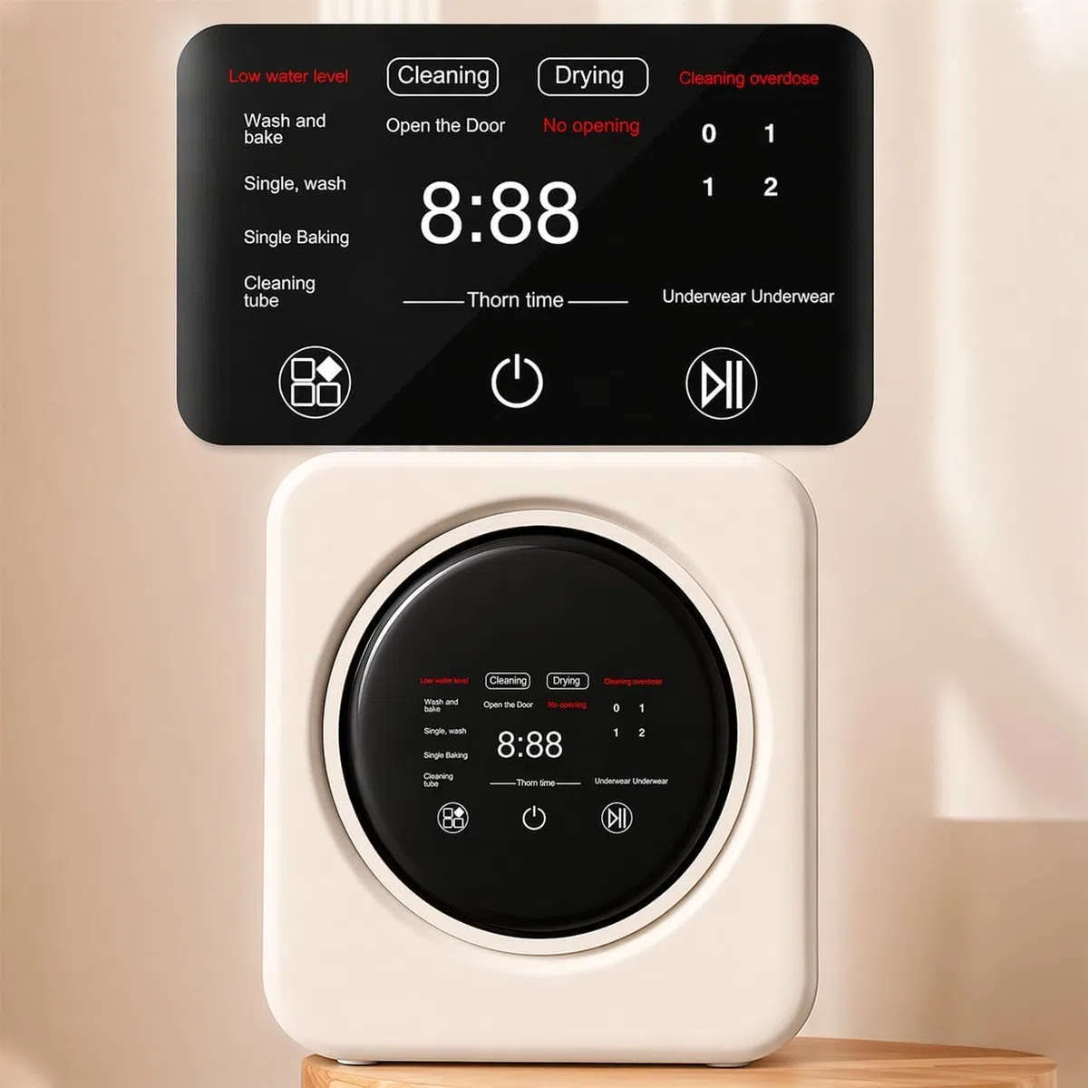 Lavadora de pared de carga frontal, 3 kg, totalmente automática con control táctil, 4 programas de lavado, diseño compacto para espacios pequeños y hogares limitados