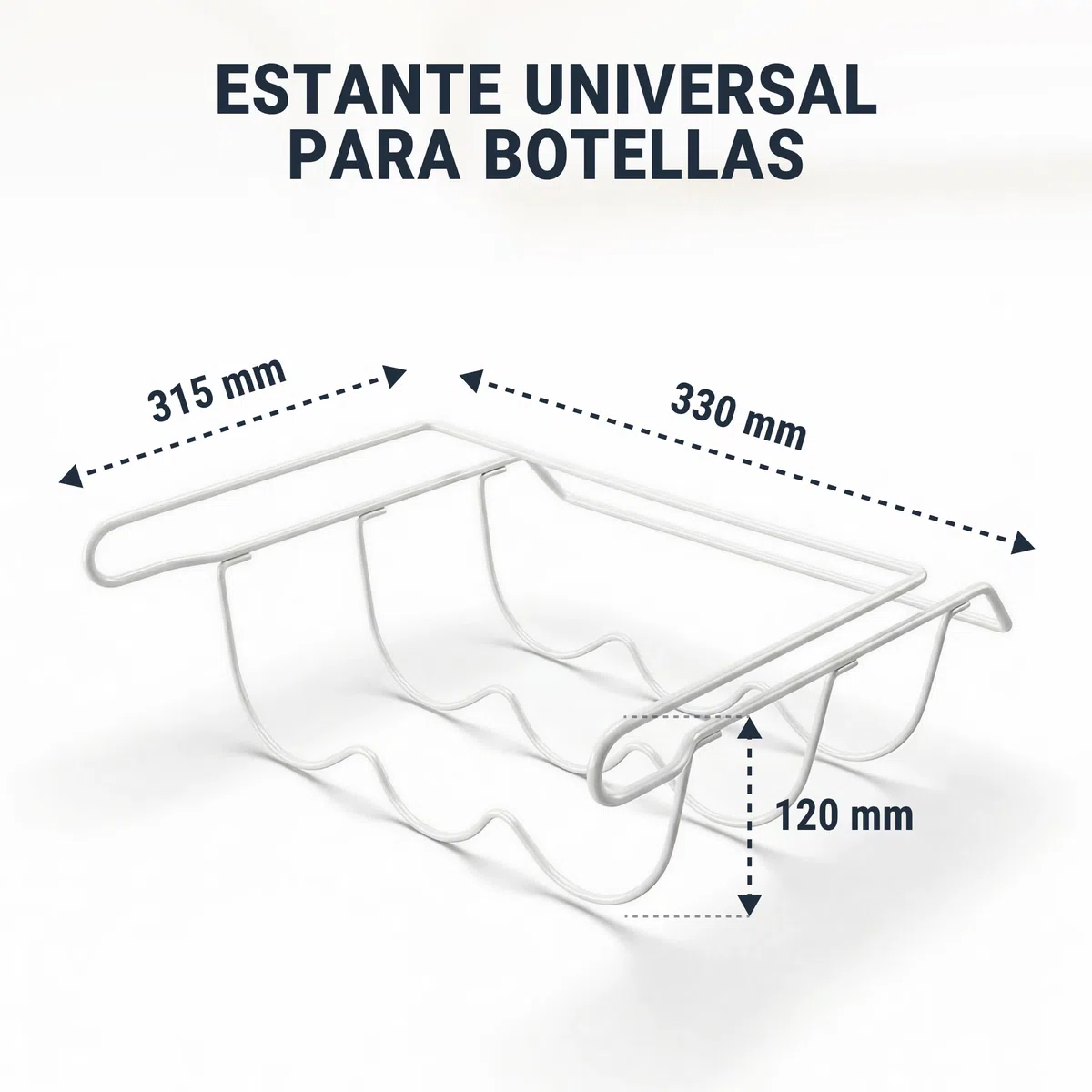 Soporte para botellas para frigorífico, 330 x 315 x 120 mm, universal, color blanco