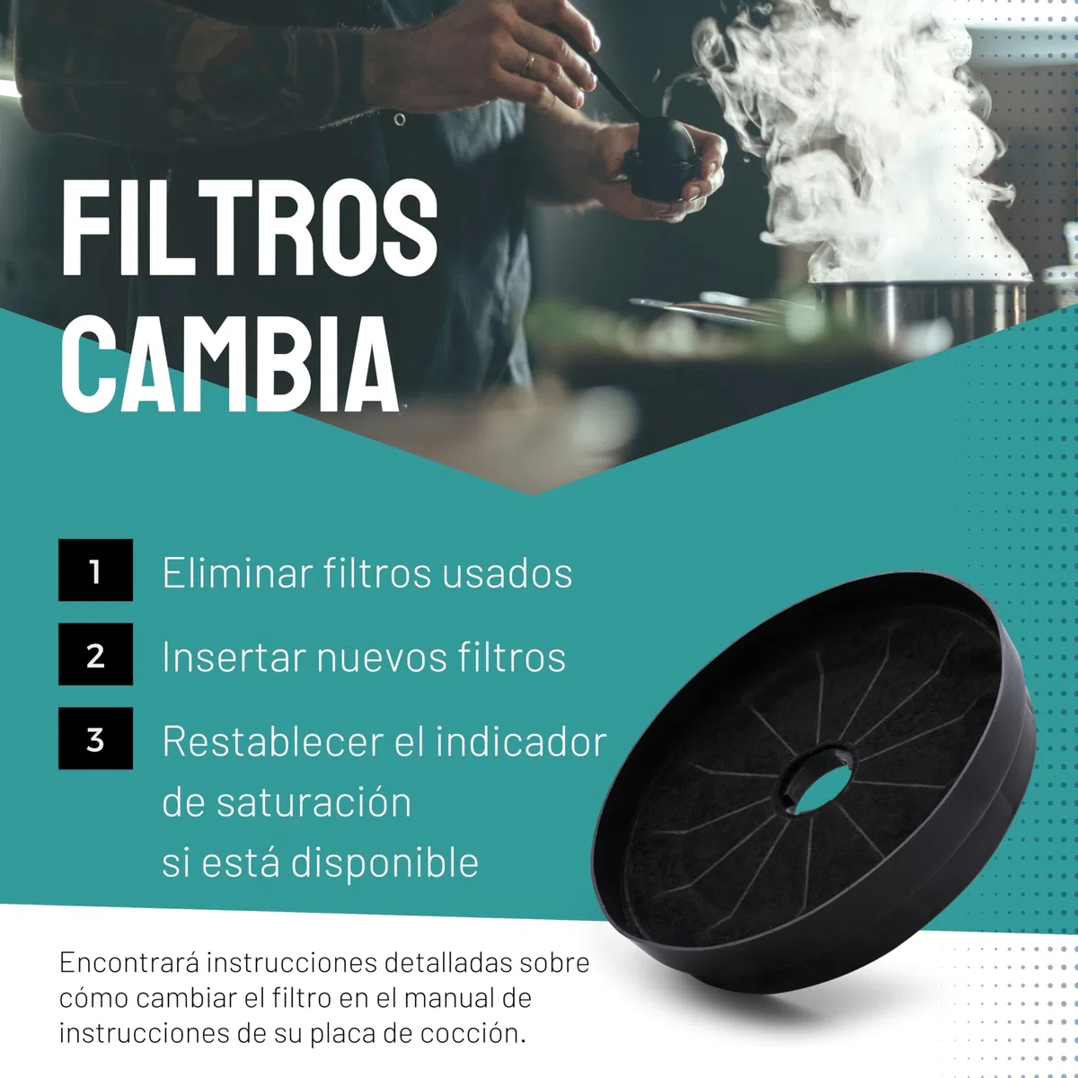 Filtro de carbón activado FilterBase® para campana extractora Ciarra CBCF003 (paquete de 2)
