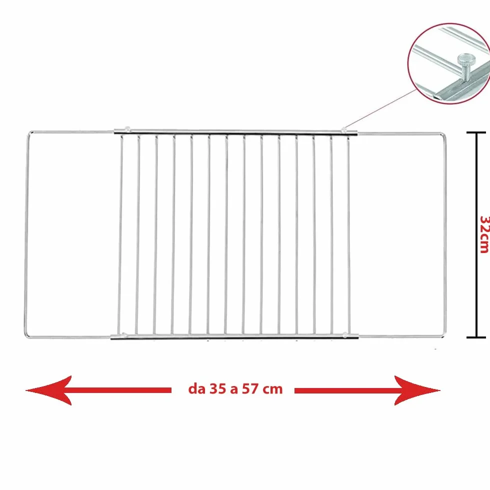 Universal Estante Ajustable Cromado para frigorífico y congelador, Profundidad 305 mm, Ancho 350 – 530 mm.(Extensible)