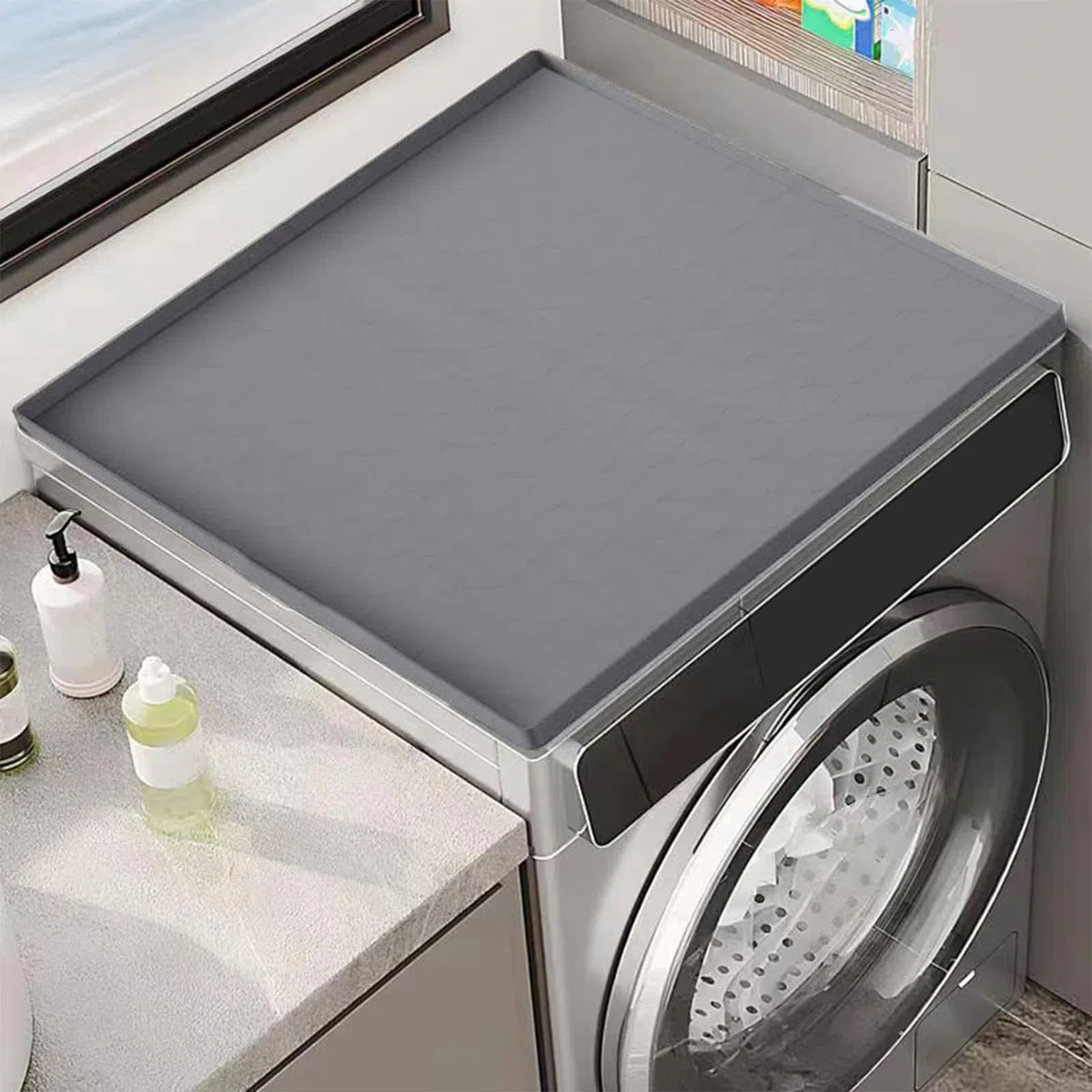 Alfombrilla Antiderrames para Pequeña | Bandeja Silicona 60x60cm | Absorbe Condensación y Protege Suelos | Borde Elevado | Uso en Cocina, Dormitorio y Apartamento