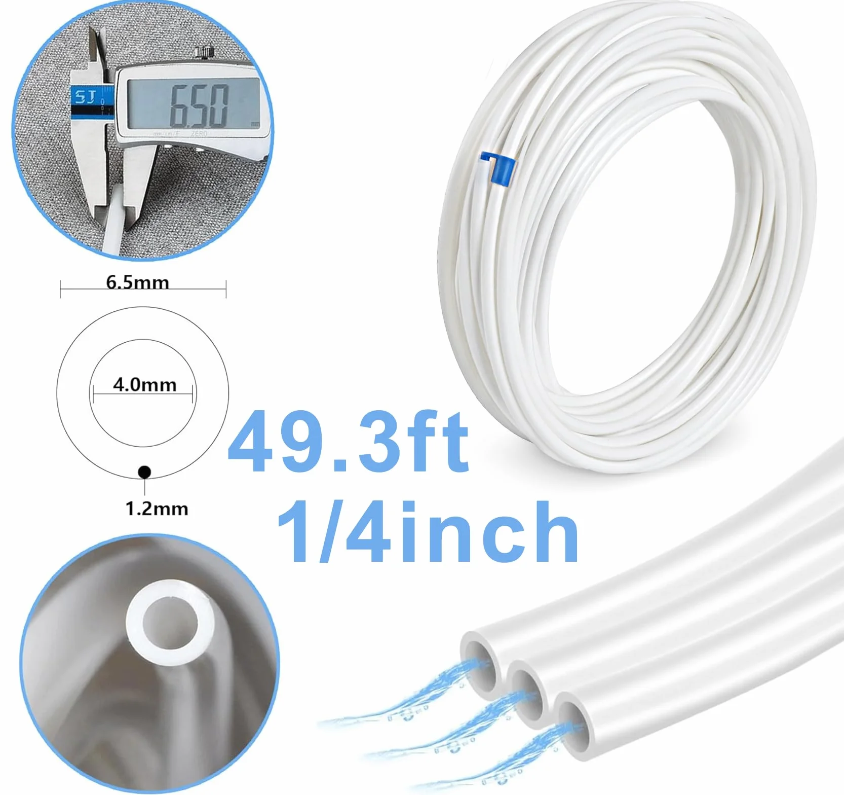 Kit de Tubos de Suministro de Agua, ilauke 15M Manguera de Suministro de Agua con Conector para Refrigerador, Manguera de Agua de 6,35mm (1/4 ") para Nevera de Estilo Europeo y Americano